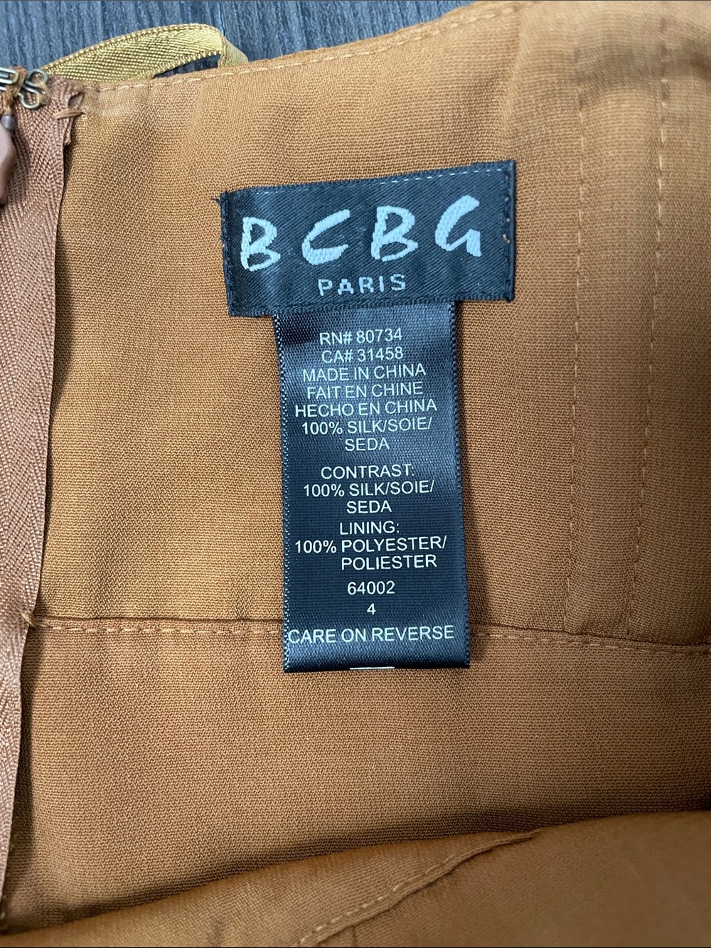BCBG Strapless Pleated Maxi Dress in Mustard Rust - Picture 4 of 4